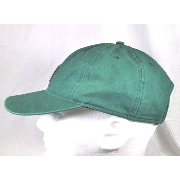 Carhartt Green Canvas Adjustable Baseball Cap With Leather Patch Logo - Picture 6 of 8